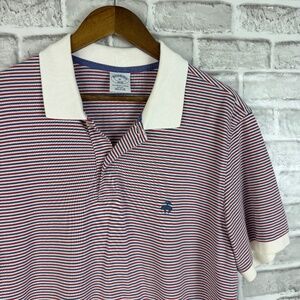 Brooks Brothers Performance Polo Red White & Blue Striped Collared Shirt XL SLIM
